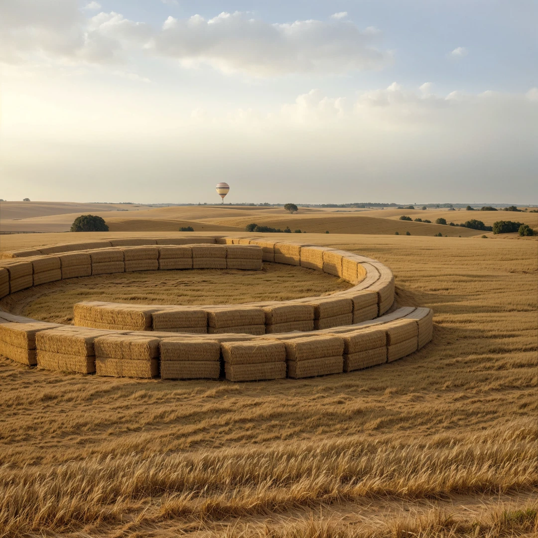 Render 3D de un espacio natural. Campo de paja.