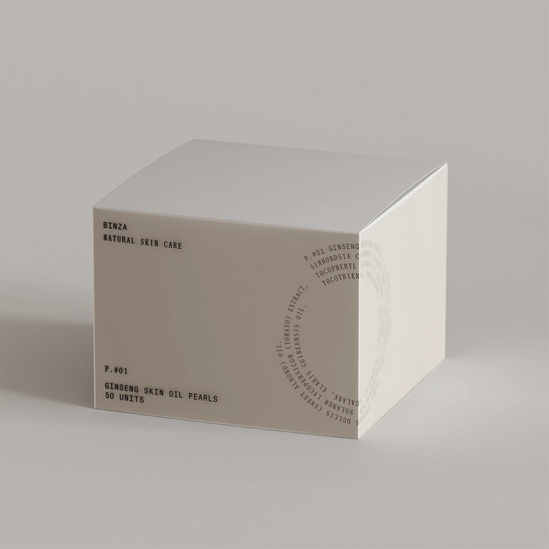 Render 3D. Packaging de binza.